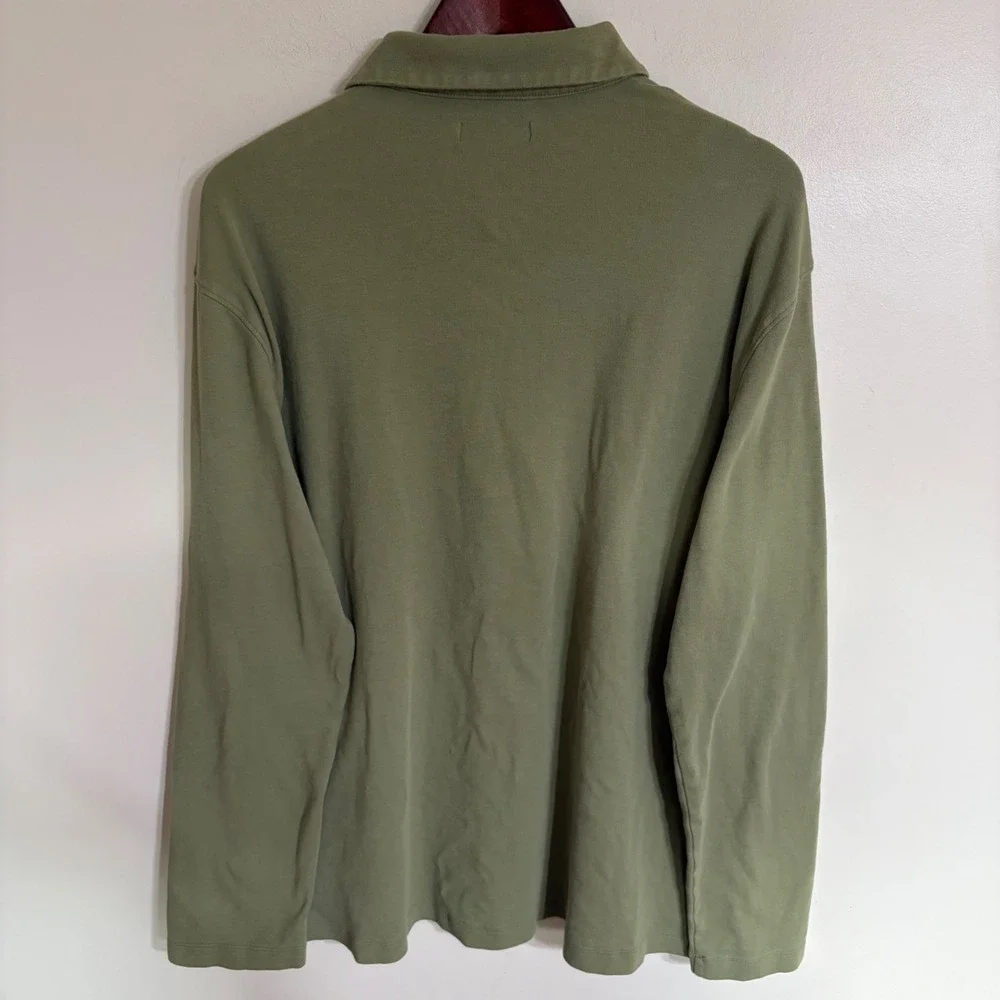 Banana Republic Mens XXL Olive Green Long Sleeve Polo Shirt 1719897 Cotton Blend